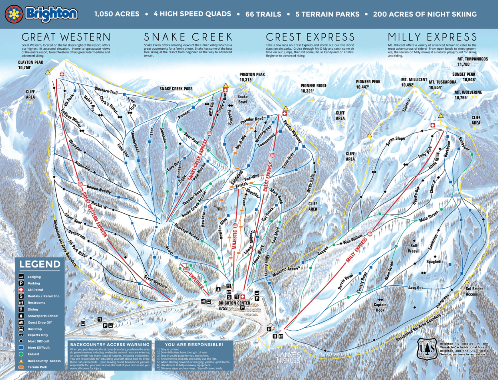 Brighton Night Skiing Map Brighton Opens Snake Creak Terrain For Night Skiing For The First Time