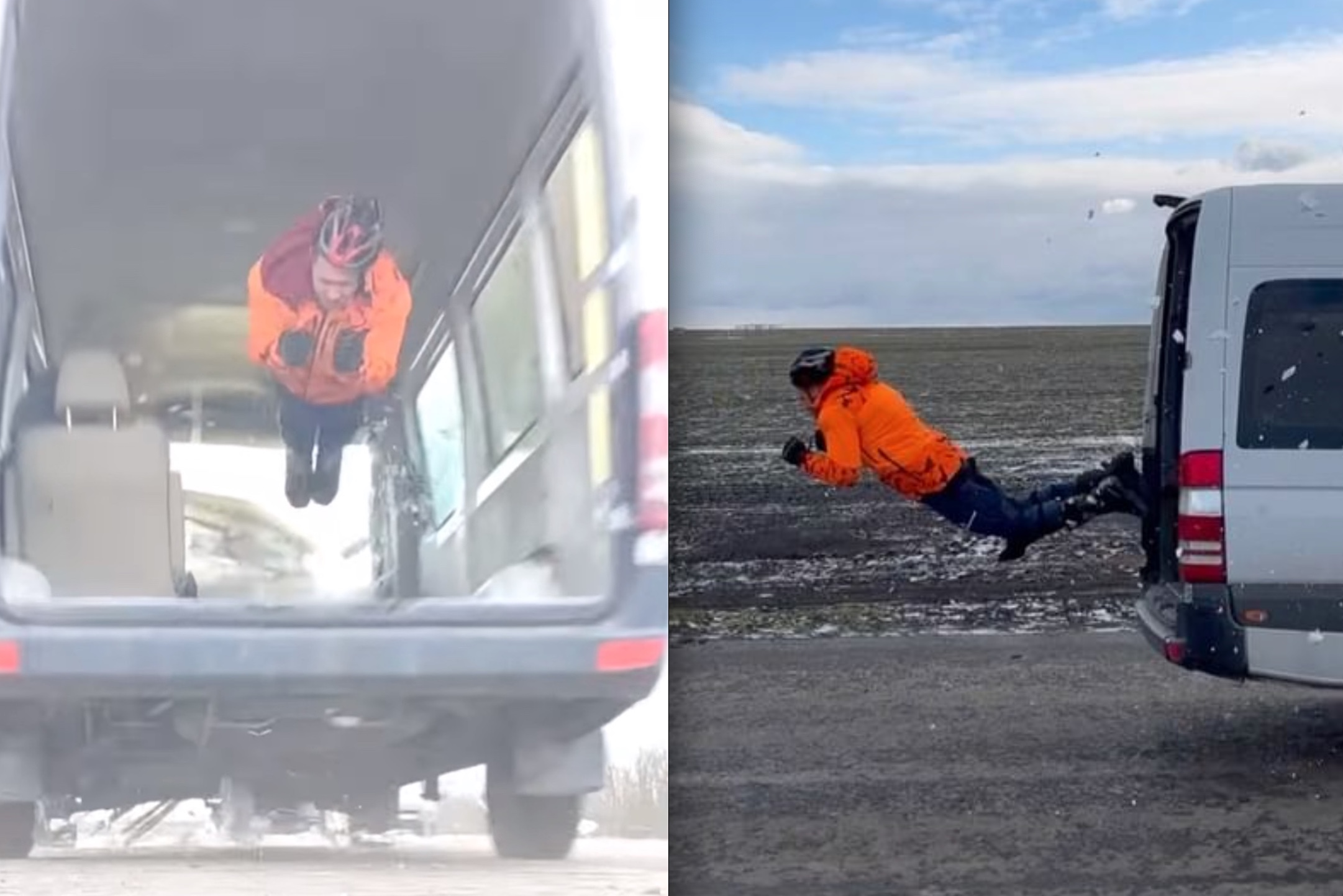 Russian Amateur Stuntman Goes Viral Jumping Through Mercedes Sprinter Van