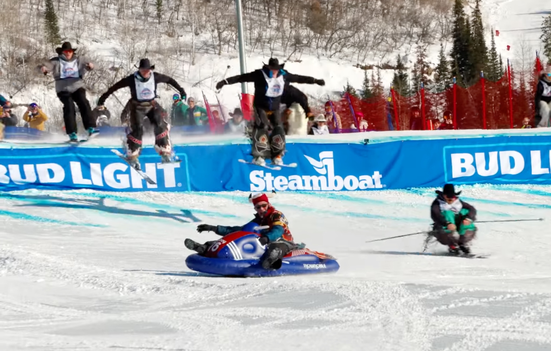 VIDEO: 100+ Cowboys Attempt Ski Racing @ Steamboat