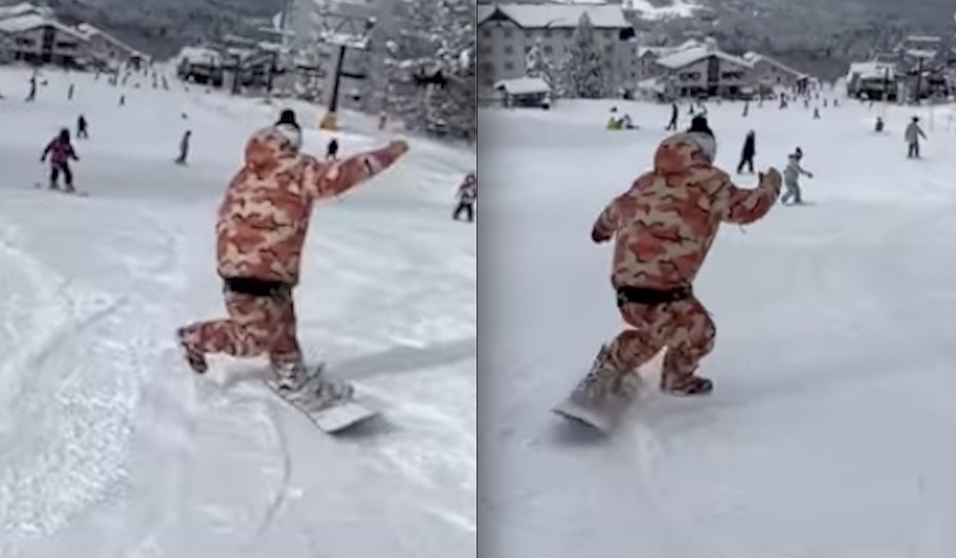 One-Footed Carving = Impressive Display of Snowboarding Balance Strength