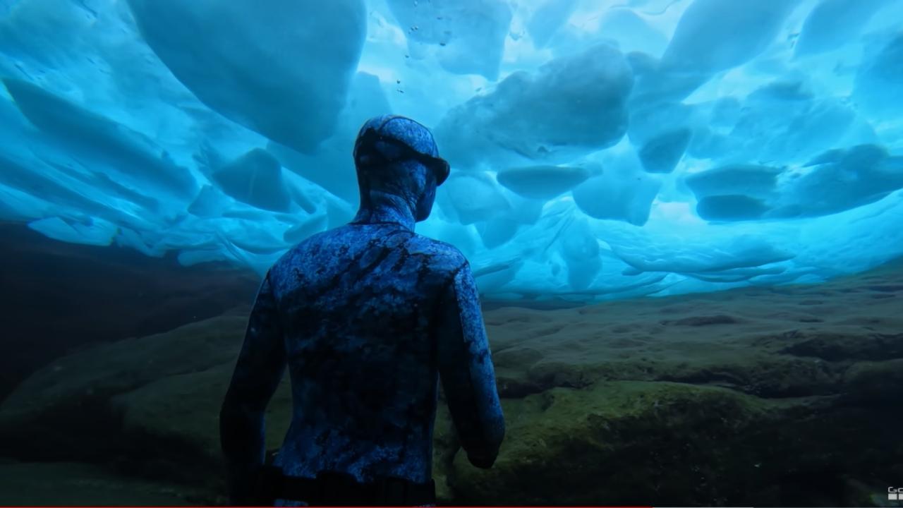 Video: Freediving Under Frozen Lake