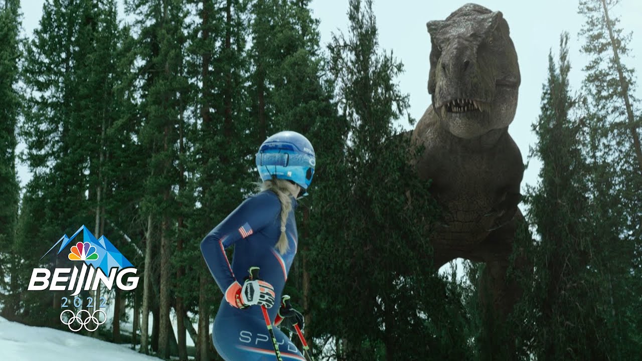 VIDEO: Mikaela Shiffrin Encounters T-Rex While Skiing