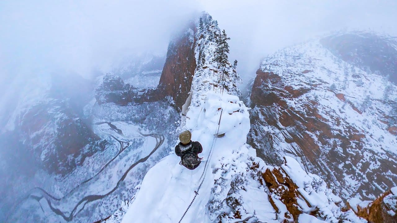 Hiking Angel’s Landing During Snowstorm (Stunning Visuals)