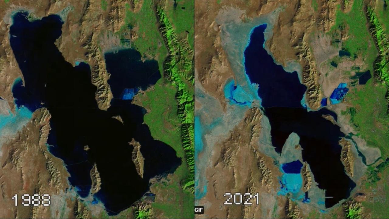 36 Year Timelapse Shows How Much The Great Salt Lake Has Shrunk