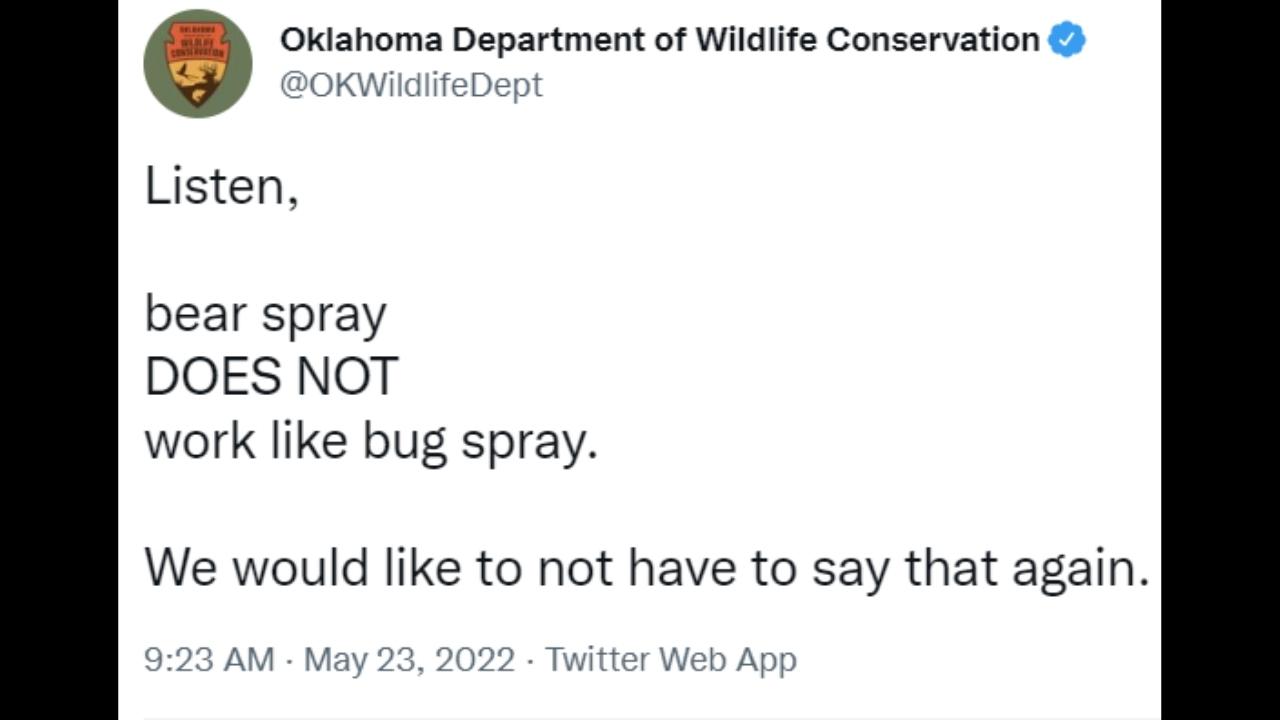 State's Department of Wildlife: "Bear Spray Doesn't Work Like Bug Spray"
