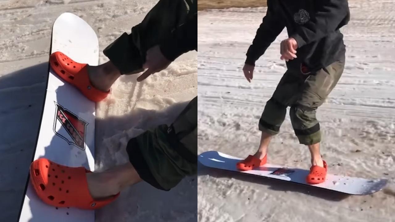 WATCH Snowboarding With Crocs