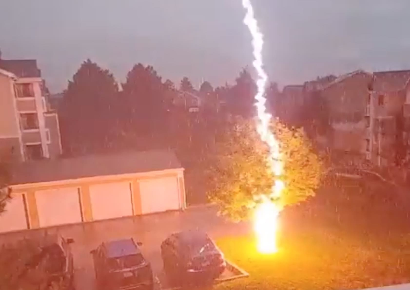 Lightning Strike Smokes Colorado Springs Apartment Complex Tree