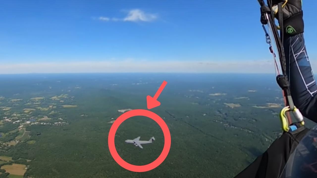 Paraglider Has Close Encounter With Passing Plane (Video)