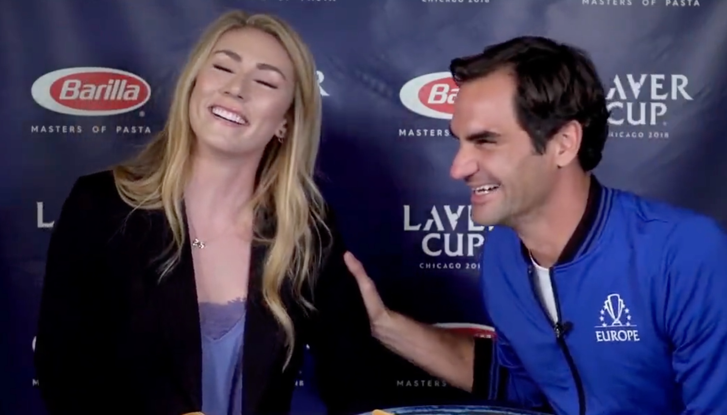 VIDEO: Mikaela Shiffrin Loses It While Interviewing Roger Federer
