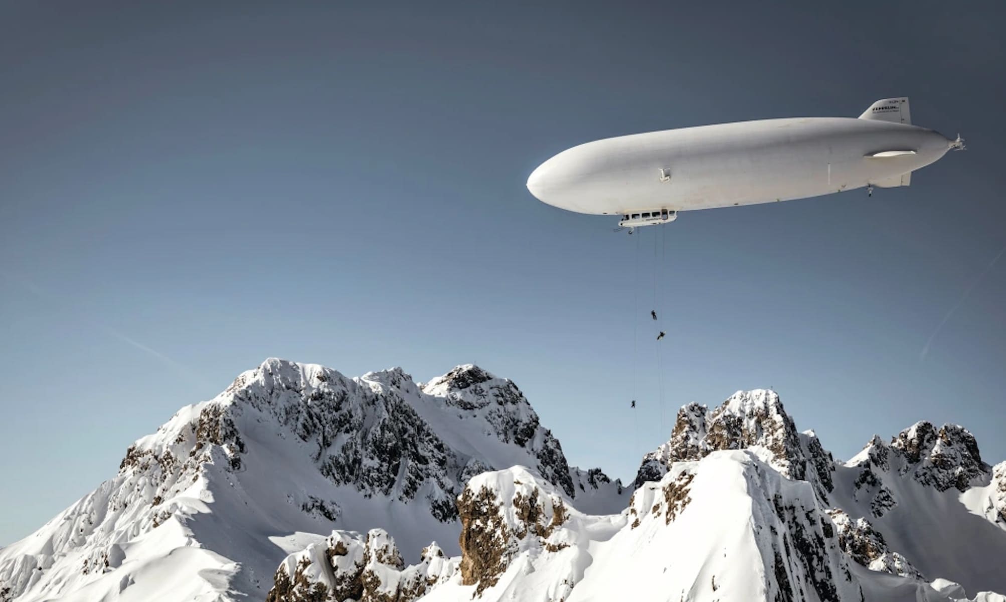 WATCH: Zeppelin Skiing Over The German Alps