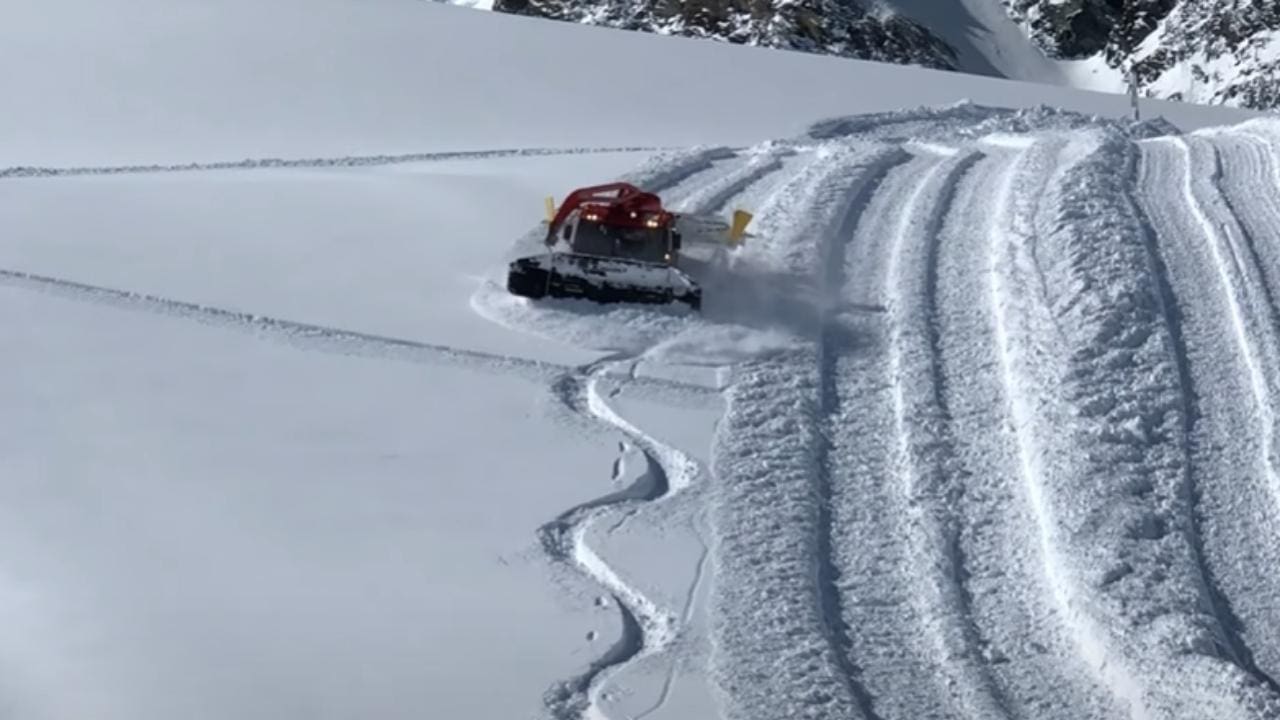 WATCH: Surfing Powder In Snow Groomer