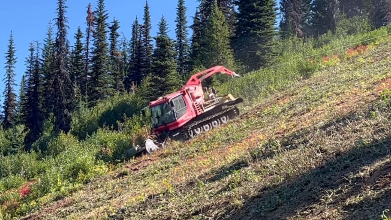 WATCH: Ski Resort Uses Winch Cat To Mow Steep Trails