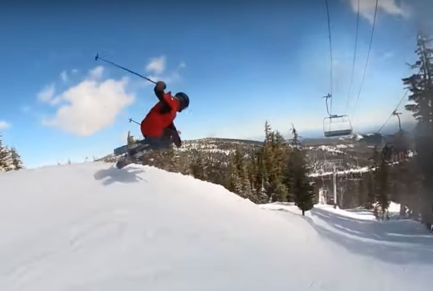 Pro Skiers Take A Lap Under Cloudchaser Chair @ Mt. Bachelor