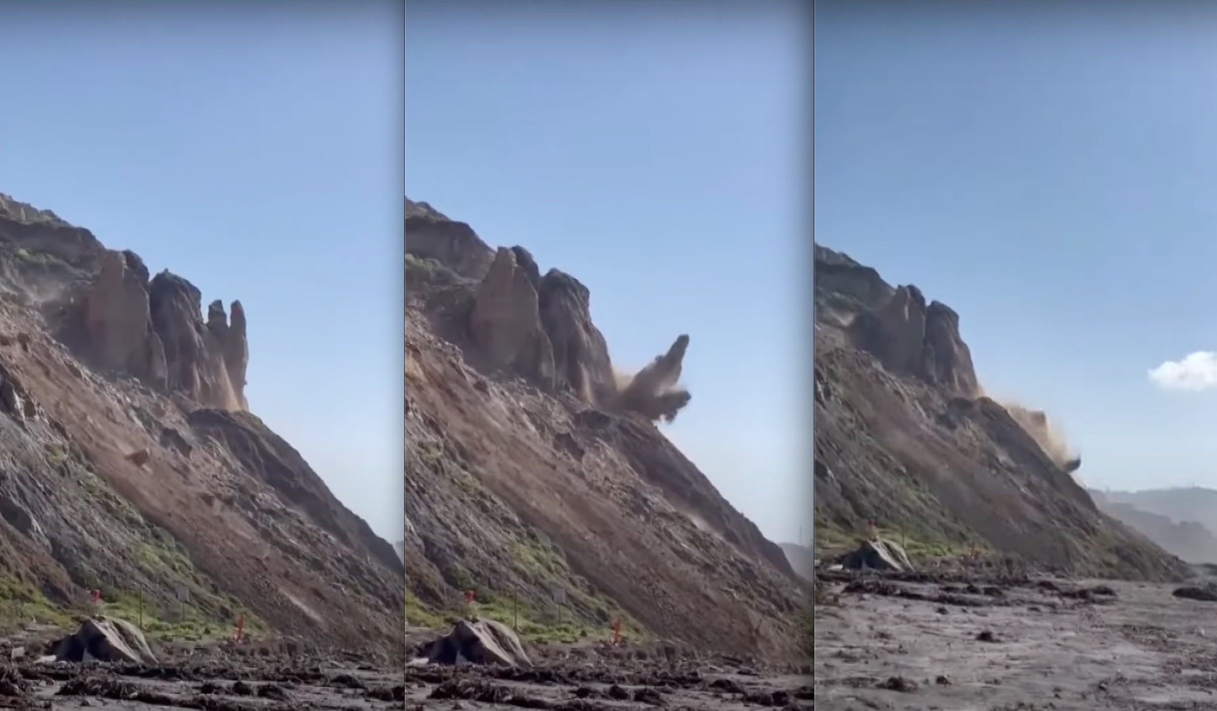 Cliff Collapses Onto Black’s Seashore in La Jolla, California