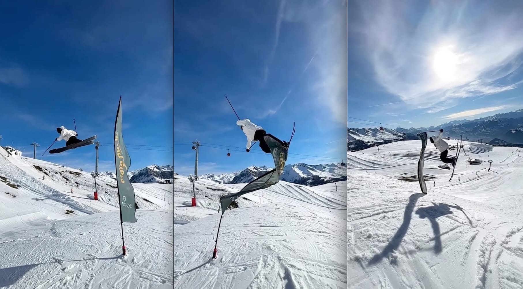 VIDEO: Skier's Incredible Save After Getting Tangled Mid-Air in Banner