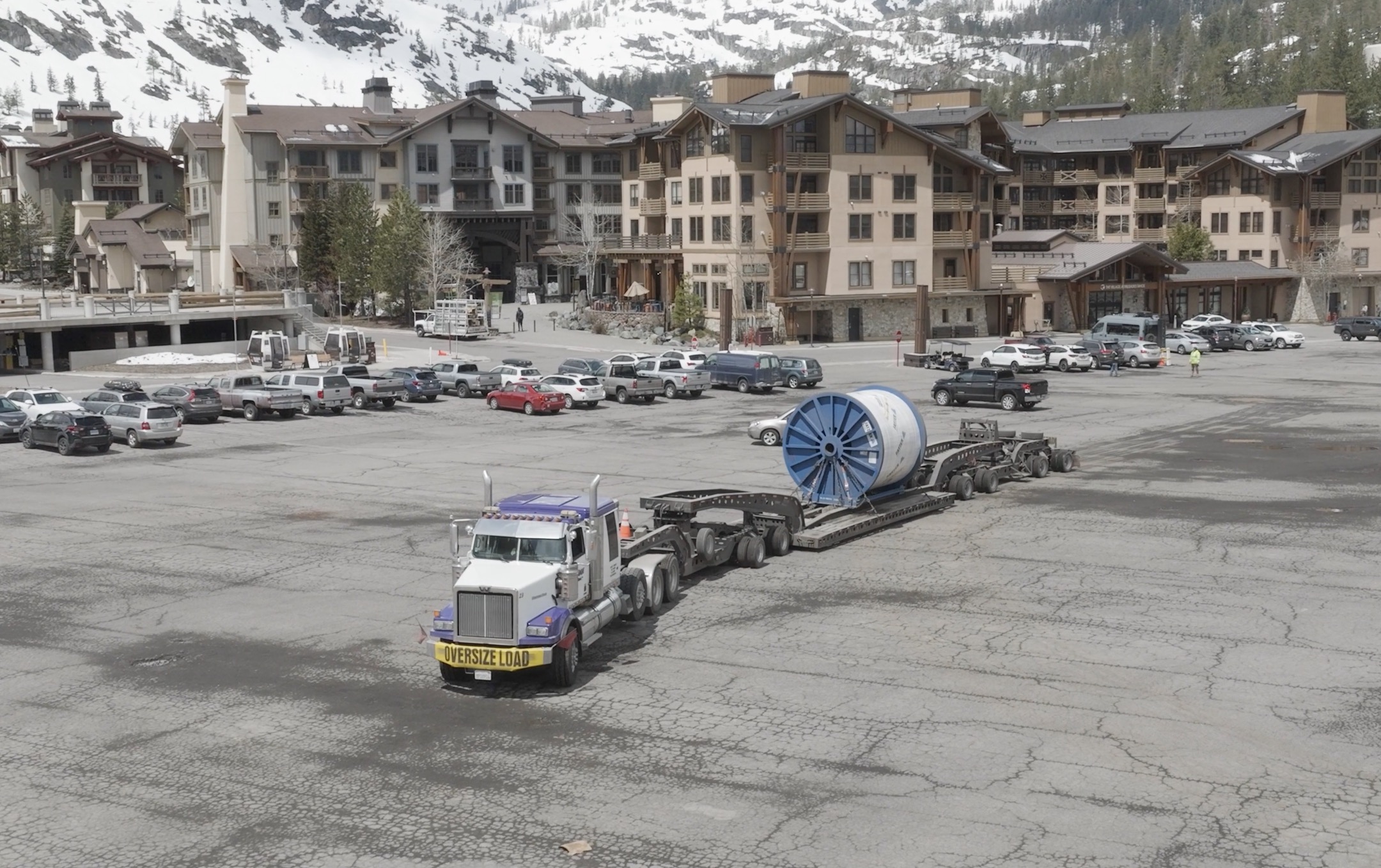Palisades Tahoe's Replacement Funitel Haul Rope Arrives (Each Spool Weighs 140,000lbs)