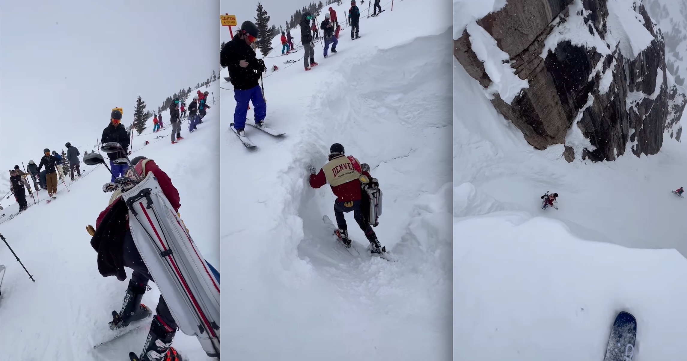 VIDEO: Jackson Hole Skier Sends Corbet's Couloir With A Golf Bag