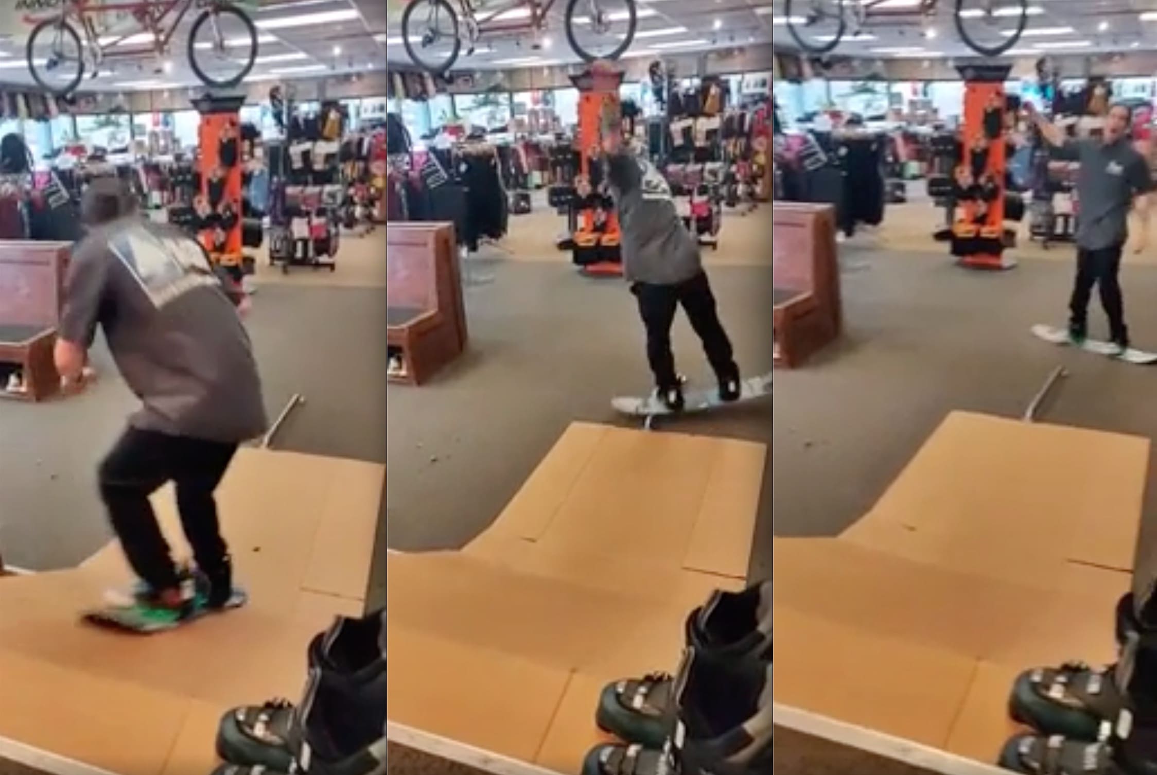 Bored Ski Shop Employees Create Slope Out of Cardboard Boxes